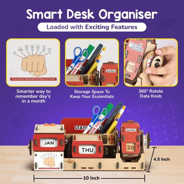 Smartivity DIY Infinity Calendar & Stationary Organizer for Kids Age 8-9-10-11-12-13-14 Years | Birthday/New Year Gift for Girls & Boys | Science Toys for Kids 8-14 YearsI STEM Toy - Image 2