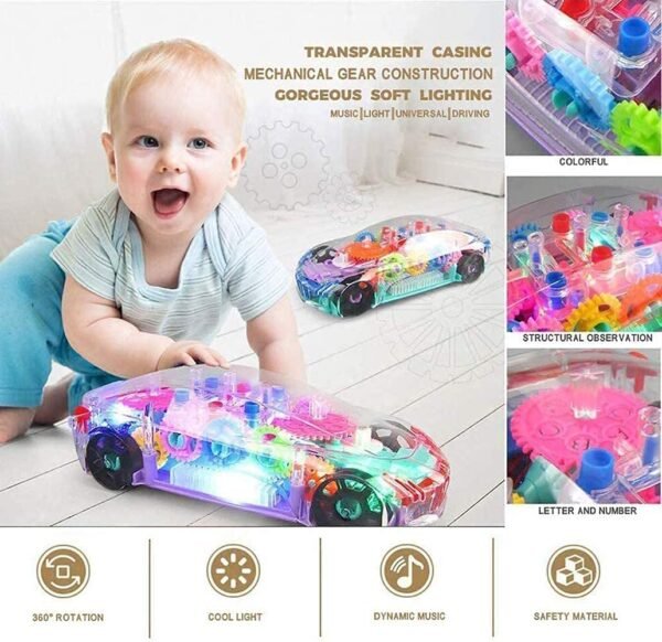 VVE Transparent Concept Vehicles with 3D Flashing Led Lights and Musical Vehicle for Kids, Toy for 2-5 Year Kids and Children, Transparent (Color May Vary) (Concept Car) - Image 6