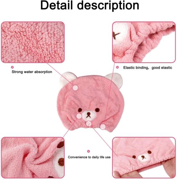 Hair Drying Towel Wrap with Cat Ear,Microfiber Hair Towel Quick Drying Hair for Women and Kid Girls,Super Absorbent Quick Dry Bath Shower Dry Head Turban - Image 6