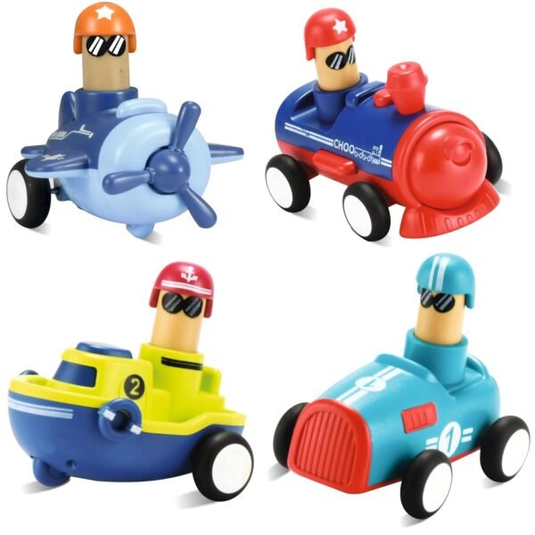 Angel Kids Kid Toy Car Set - Pack of 4 Push and Go Toys, Friction Powered Vehicle Set, Unbreakable Toys - Push Toys for Boys, Press and Go car Toys are Gifts for Babies, Toddlers, Boys, Girls