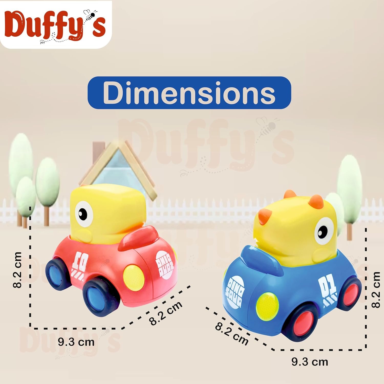 Duffy\'s Musical Baby Dinosaur Toy Cars for 1 2 3 Year Old Friction Powered Musical with Lighting Car Kids Toys Age 1 2 3 4 5 Baby Toys 12-18 Months 1st Birthday Gift for Kids Toys (Pack of 1) - Image 2