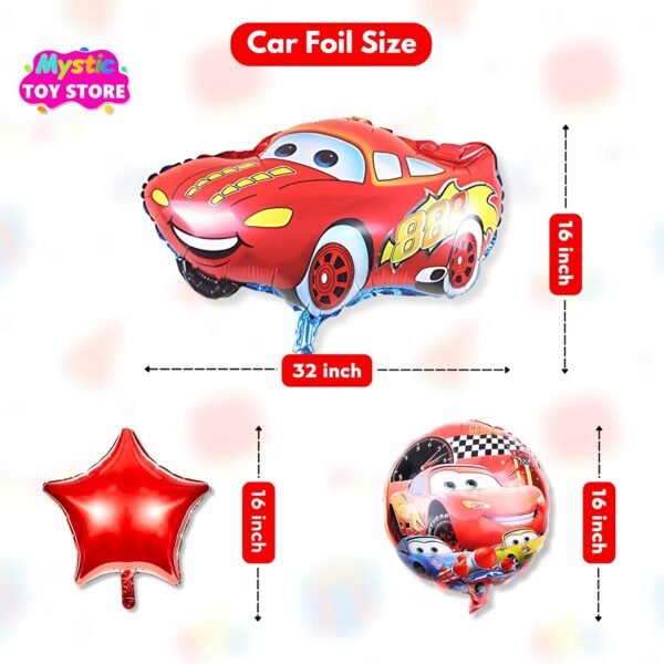 2nd Car Theme Balloons for Birthday Decoration Kit Red Black 2 year Baby Boys Girls Kids 5 Pcs Lightning Macqueen Theme Foil Balloons Decoration Set Items 2 Pcs Red Star - Image 2