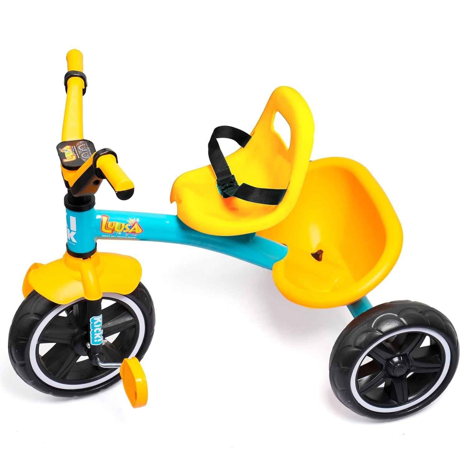 Luusa® Kick TRICYCLES for Kids | Kids Tricycle with Adjustable Seat Belt and Safety Features | Durable Frame | Suitable for Ages 1-5 Years | Multiple Colors Made in India (Yellow) - Image 2
