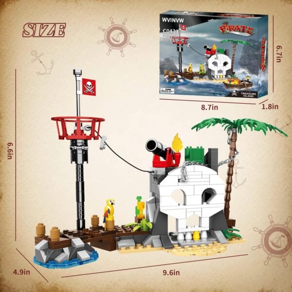 Treasure Island Pirates Building Sets, Compatible with Lego Sets, with Pirates Boat Toy Building Block, Gifts for Boys 6-10 Years Old, 232Pcs - Image 3