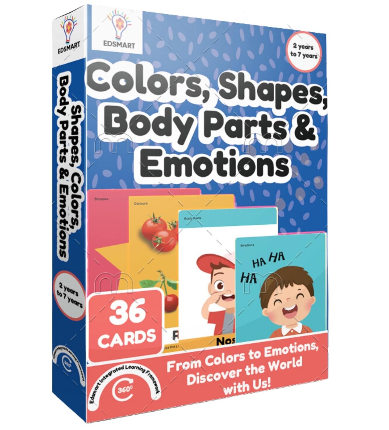 Edsmart Thick Flash Cards for Toddlers & Preschool Learning for Kids 1, 2, 3, 4 Years | Montessori Toys & Games (Colors, Shapes, Body Parts and Emotions)