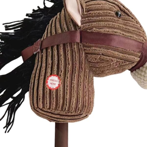 Plush Stick Horse Sturdy Cartoon Pretend Play Toy for Kids Children 3 Years+ Coffee