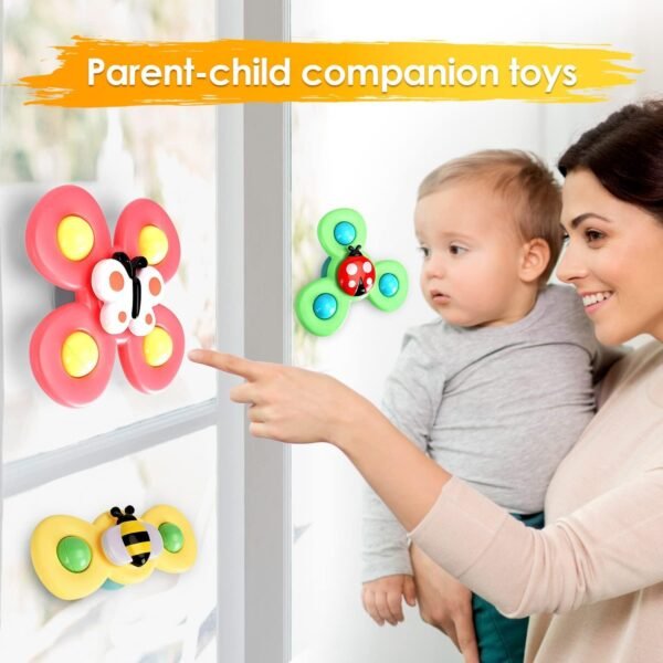 3PCS Suction Cup Spinner Fidget Toys for 1 Year Old Boy Girl Spinning Top Toddler Toys Age 1-2|1 2 Year Old Boy Birthday Gift| Baby Bath Toys for Kids Ages 1-3|Sensory Toys for Toddlers 1-3 - Image 5