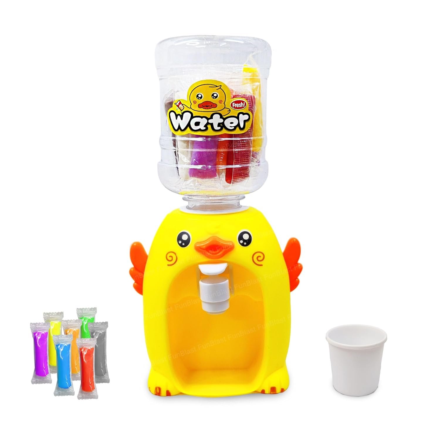 FunBlast Duck Toy with Water Dispenser and Clay for Kids - Mini Duck Toy for Kids, 10 Pcs Clay for Art and Craft for Kids, Cute Duck Toy Play Set for 3+ Years Old Kids (Multicolor)