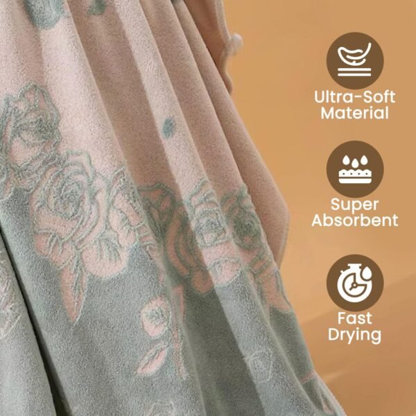 Microfiber Towels for Bath Extra Large Size-Super Soft Coral Fleece Bathing Towel with Hook Quick Dry Super Absorbent Jumbo Bath Towel for Men, Blue 170 X 90 CM - Image 3