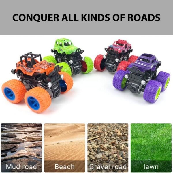 Graphene Monster Trucks (Pack of 4), Friction Powered Monster Car Toys for Boys 3-7 Years Old, Durable High-Density Alloy and Non-Toxic Plastic, Non-Slip Tires for Educational Play(Pack of 4) - Image 5
