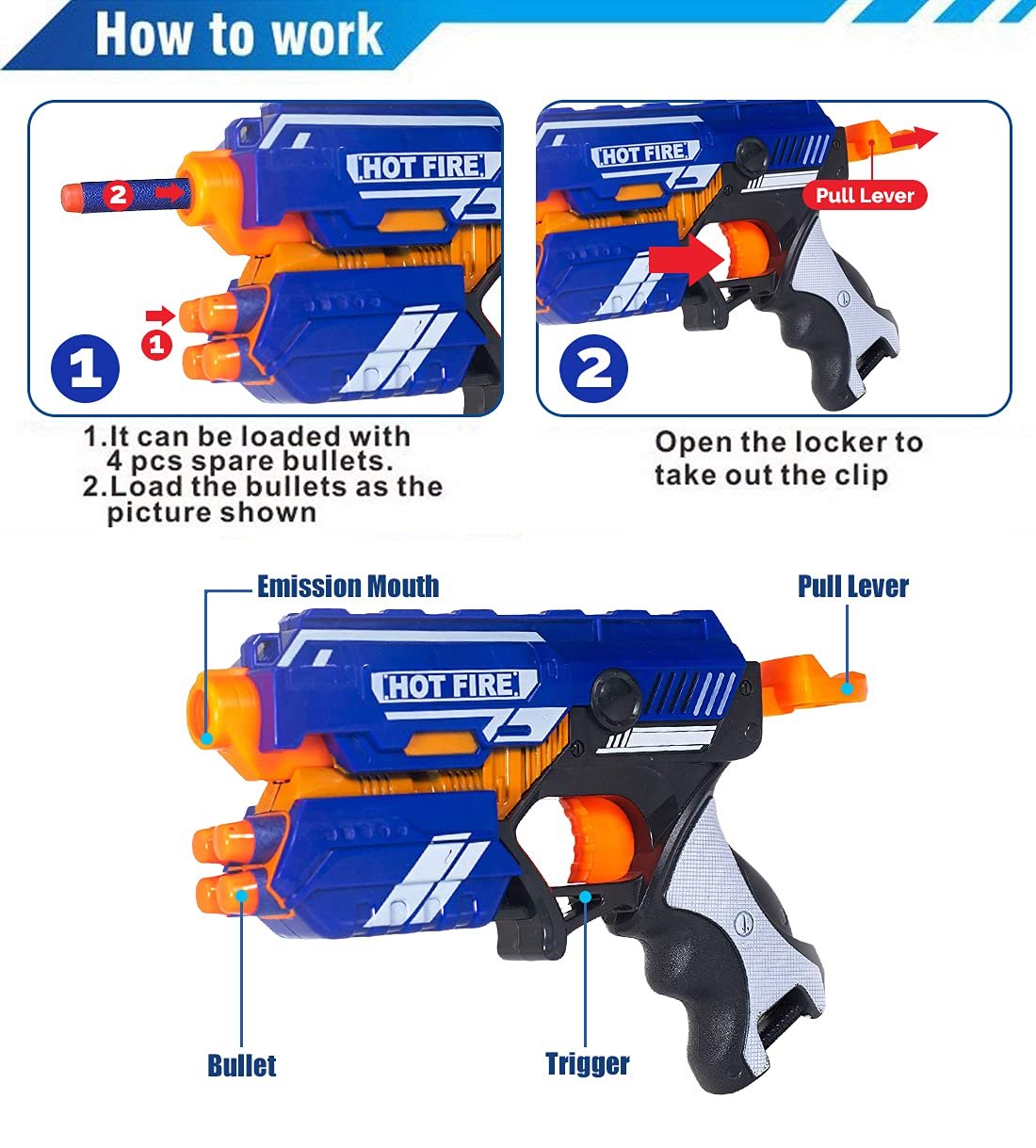 NHR Blaze Storm Manual Soft Bullet Gun Toy with 10 Safe Soft Foam Bullets, Fun Target Shooting Battle Fight Game for Kids (Pack of 1, Multicolor) - Image 6