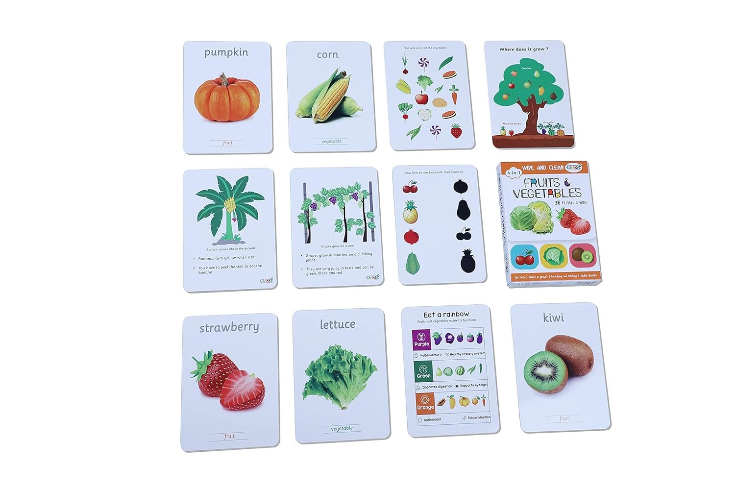 Early Learning - Alphabets, Numbers, Colours, Fruits, Animals, Transport, Occupation & Flags, Wipe & Clean Activity Flash Cards - Age 1-5 Yrs, Montessori, Educational Preschool Learning - Image 5