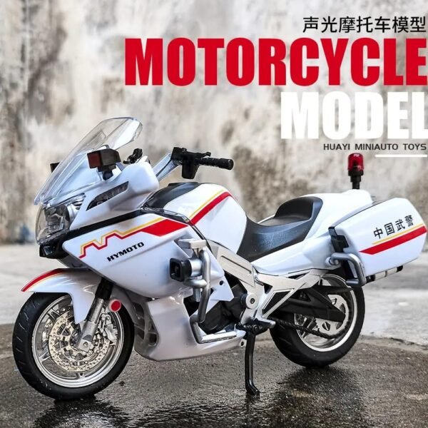 Police Motorcycle Toy - Pull Back Motorcycle Toys, Tiny Gift with Music Lighting, Latte Motorcycles Toy for Kids Boys Age 3-8 Year Old [New] (1:12 National Guard 650G Escort-White) - Image 6