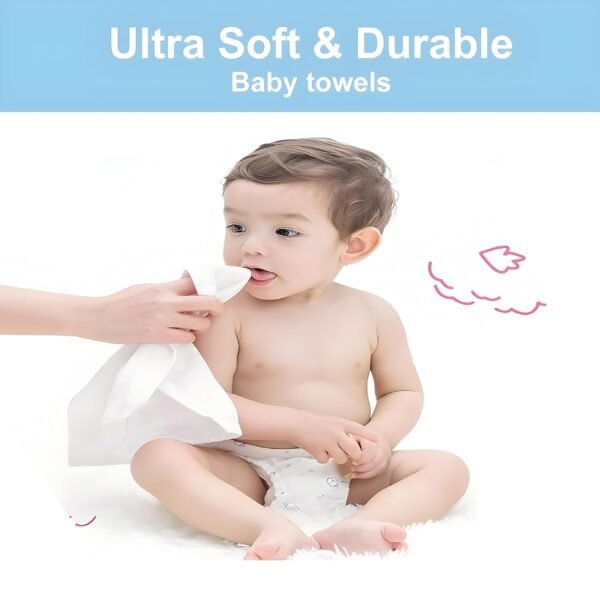 Koochie-Koo Dry Muslin Wash Cloth Organic Cotton Face Towel Handkerchief for Baby New Born/Infants/Toddlers (Pack of 3, White, 350 GSM) - Image 4