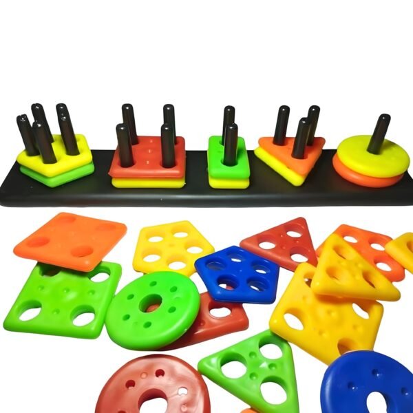 Colourful Shape Sticker Geometric Shape Toys for Kids, Sorting &Stacking Toy for Toddler and Kids, Colour Stacker Shape Sorter Educational Learning Toy for 1-5 Years Old Boys and Girls - Image 3