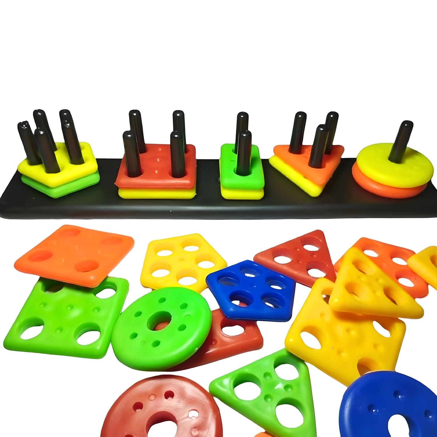 Colourful Shape Sticker Geometric Shape Toys for Kids, Sorting &Stacking Toy for Toddler and Kids, Colour Stacker Shape Sorter Educational Learning Toy for 1-5 Years Old Boys and Girls - Image 3