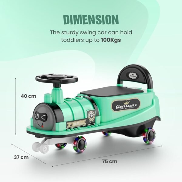 Train Car for Kids 1 Year+ | 2 Year+ | Baby Panda Swing Car | Ride On Car for Kids | Musical Twister Toy Car Magic | Best Birthday Gift for 1-5 Years Baby | Upto 100kg (Sea Green) - Image 2