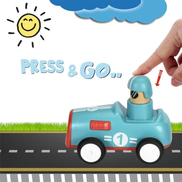 Angel Kids Kid Toy Car Set - Pack of 4 Push and Go Toys, Friction Powered Vehicle Set, Unbreakable Toys - Push Toys for Boys, Press and Go car Toys are Gifts for Babies, Toddlers, Boys, Girls - Image 4