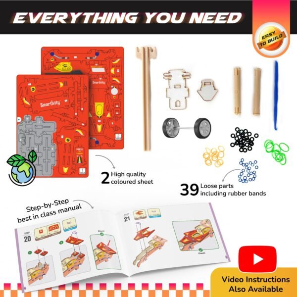 Smartivity DIY Speed CAR Toy for Kids Ages 6-12 | F1- Racing Car with Launcher | Fun Birthday Gift for Boys and Girls | STEM Learning Car Toys for 6,7,8,9,10,11,12 Years - Image 4