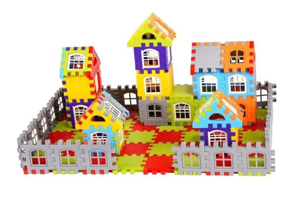 MBK 60+ Piece Multi Colored Happy Home Building Blocks Set | Educational Block Game for Kids 2-5 Years | Attractive Windows and Smooth Edges | Boys, Girls, Childrens Toys - Image 4
