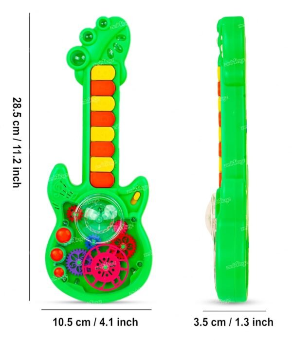 Zest 4 Toyz Musical Guitar Toy for Kids with 8 Colorful Keys Flashing Lights Rotating Gears Shoulder Strap Educational Sound Learning Toy for Boys and Girls Ages 3+ (Green) - Image 2
