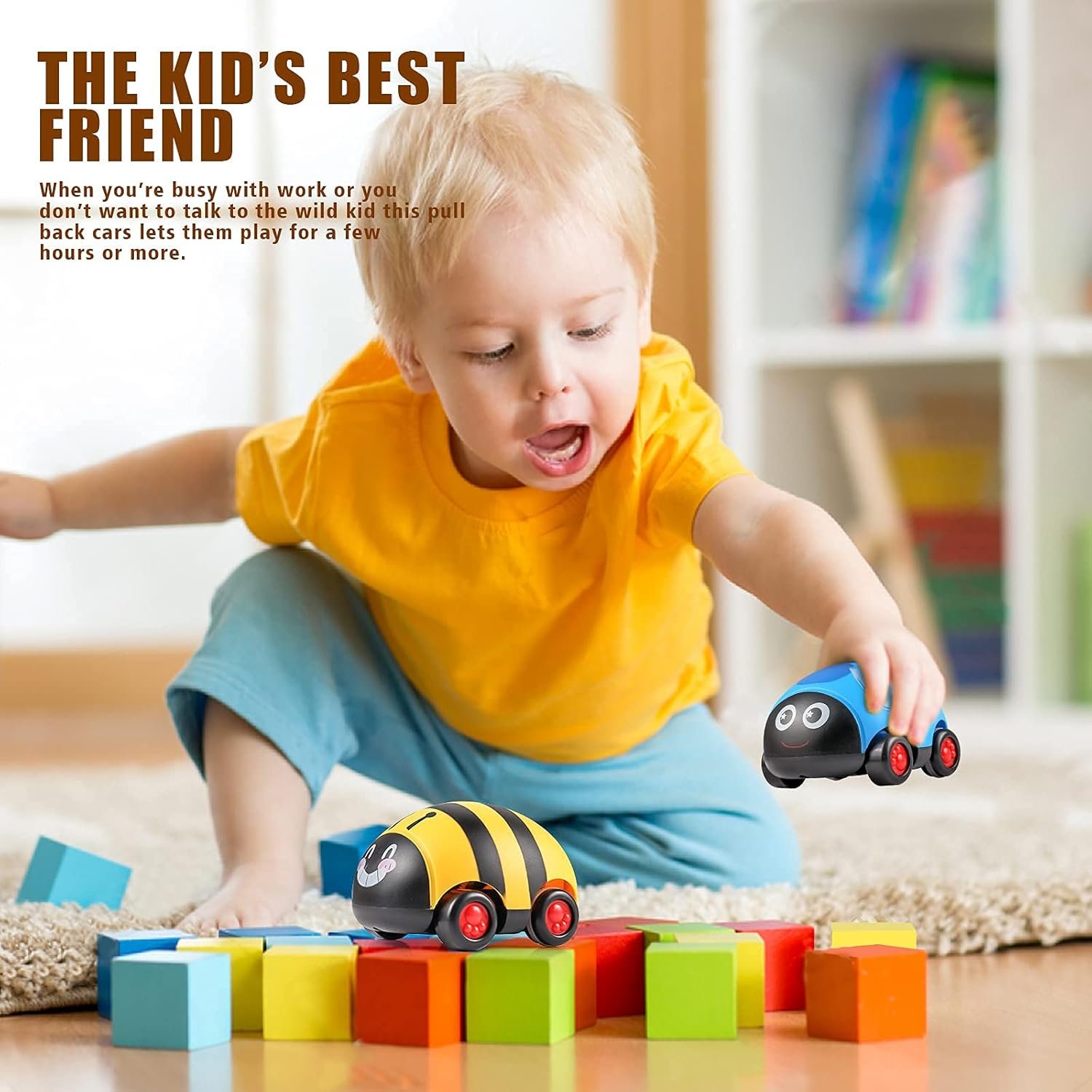Cartoon Toddler Toy Car for 2 3 4 Year Old Boy Toys Cars,Colorful CarsToddler Toys,Friction Powered Vehicle Toddler Toys, Push and Go Back Baby Car Toys Birthday Gift for 3 Years Old Boys Girls Kids - Image 2