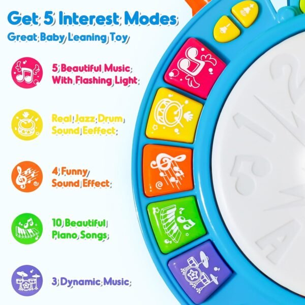 Yoptote Kids Drum Set For Toddlers 1-3 Musical Toys For 1 Year Old Boy Gifts Baby Educational Instruments Microphone Piano Light Up Baby Learning Toys 12-18 Months Easter Gift For 1 2 3 Year Old - Image 5