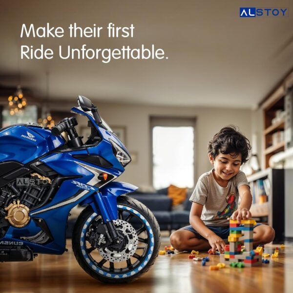 Kids Hyper-X Toy Bike with Rechargeable 12v Battery Operated Electric Ride-on Bike for Kids | BIS/ISI aproved Safe | 6 Months All Electric Warranty | 5 to 12 Years | Large | Blue - Image 4
