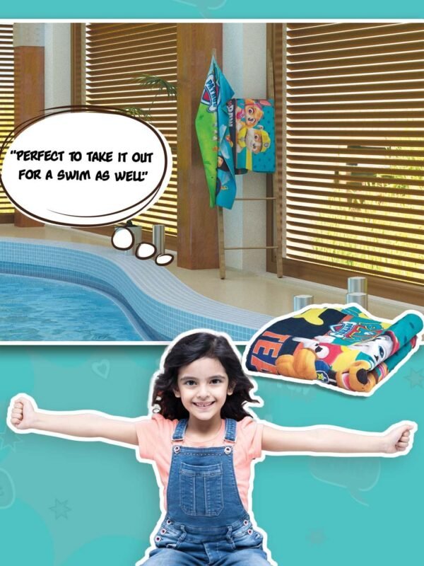 Team Paw Kids Bath Towel, 350 GSM, 60x120 cm ? Soft, Absorbent, Quick-Drying, Cartoon Character Towel for Boys & Girls - Image 3