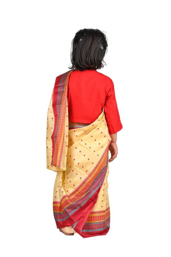 BookMyCostume Bihu Dance Sari Assamese Indian State Kids Fancy Dress Costume for Girls 3-4 years - Image 3