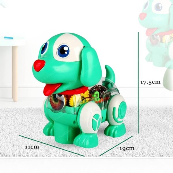 FunBlast Dog Toys for Kids – Musical Transparent Gear Dog Toy, 360 Degree Rotating Puppy Toy with Flashing Light & Sound, Musical Jumping Dog Toy for 3+ Years Kids, Boys (Green) - Image 3