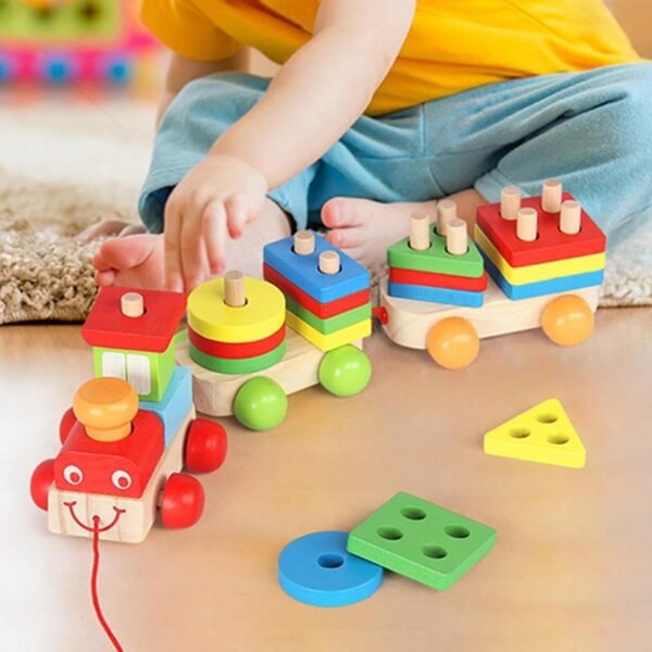 bnf® Wooden Sorting Stacking Montessori Toys Matching Puzzle Stacker for Kids Boy - Image 2