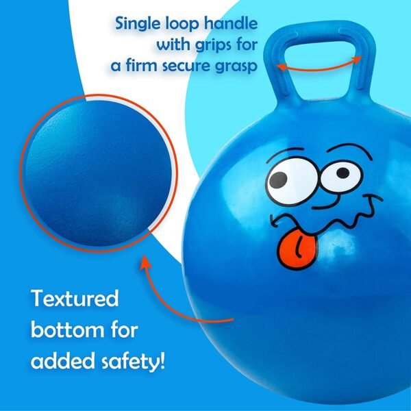 Rubber Hop Ball for Kids Hopper with Handles Bouncy Sit Bouncing Jumping Space Hopping Bouncer Children Yoga Outdoor Game Gymnastic Kid\'s Jump Toy Kangaroo Bouncer, Multicolour 5 to 15 Year - Image 4