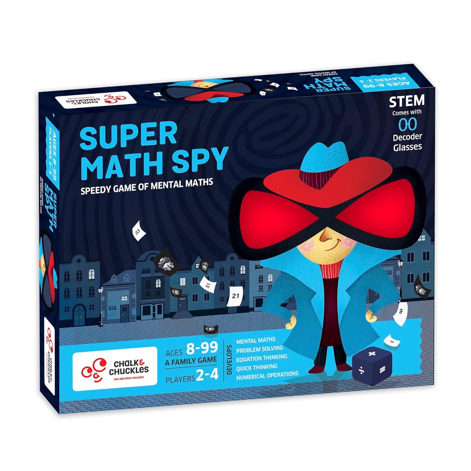 Chalk and Chuckles Super Math Spy Board Game for Kids Age 8-12, Educational Brain Games for Kids 10+ Years, Gift for Boys, Girls 9, 10, 11 Years, STEM Toys