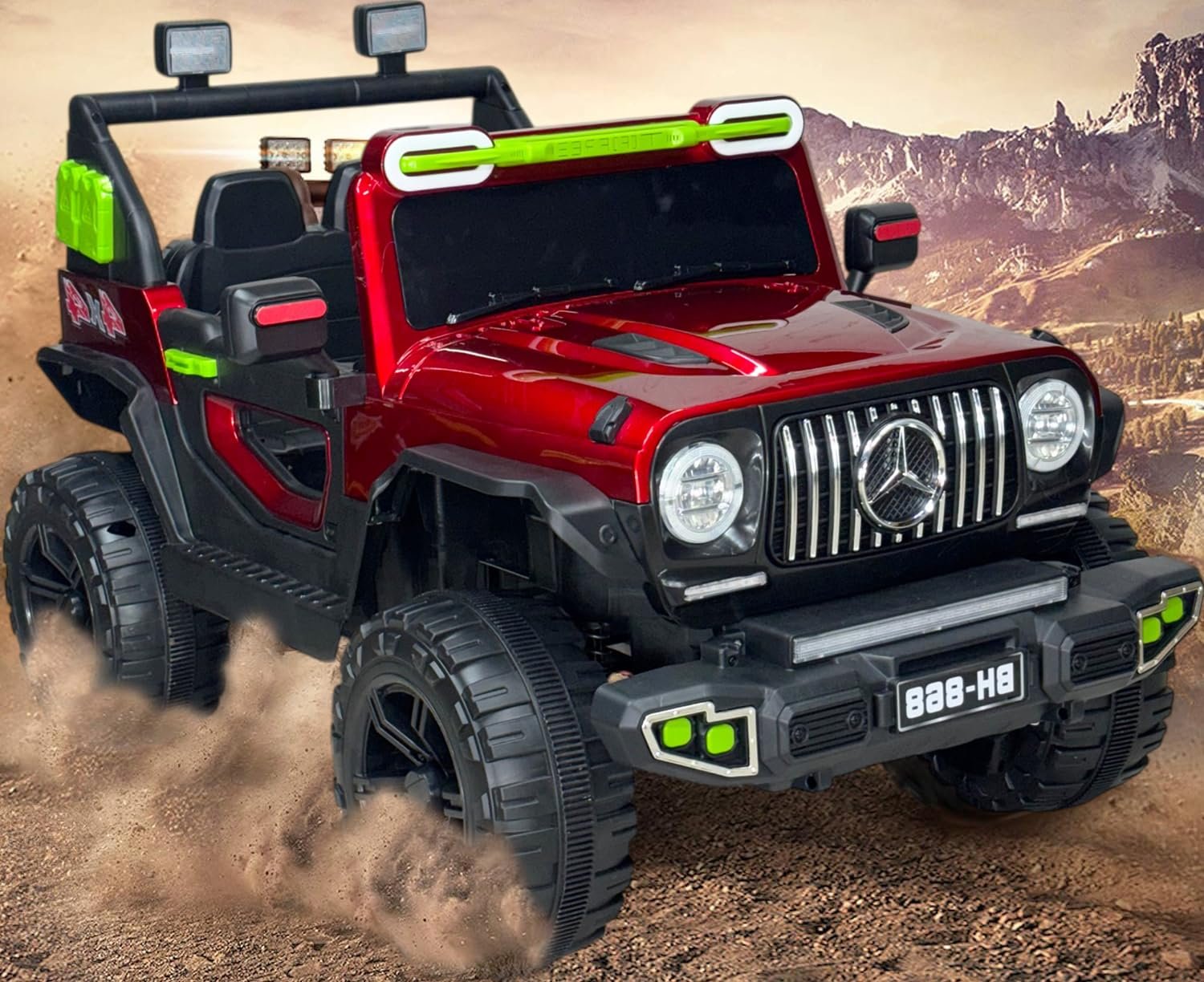 Driving Thar Jeep for Kids 1 to 8 Years | Driving Electric Car Toy Ride on | Loading Capacity of 50 Kg | Bluetooth Music Player | Remote Control & Manual Steering Drive (Benz-Red) - Image 3