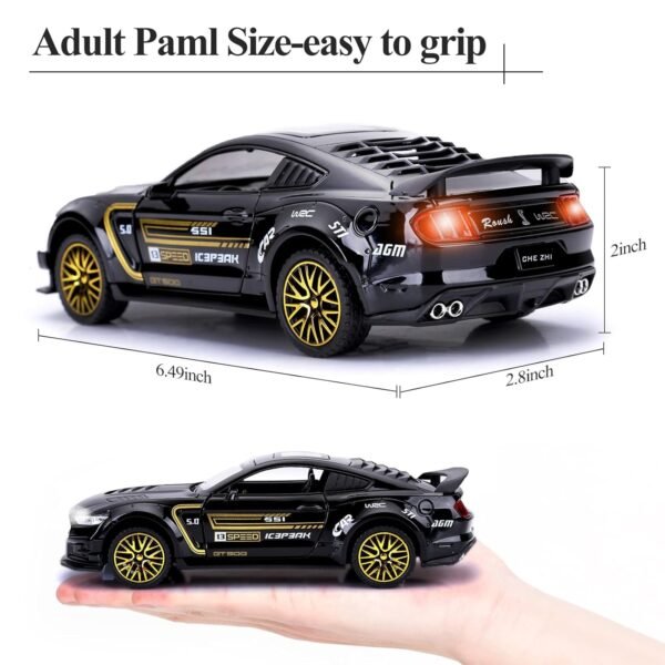 1:32 Mustang GT500 Toy Car Metal Pull Back Diecast Car with Openable Door and Sound Light, Gifts Toys for Kids? Black ? - Image 2