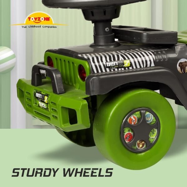Toyzone Ride On | Baby Car | Kids Car | Toy Car| Push Car| Swing Car| Ride on Car with Music & Horn (Ben 10 Safari) - Image 5