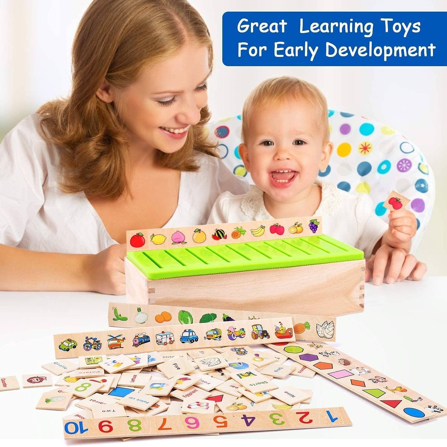 Little Mind Learning Toys Knowledge Classification Wooden Blocks for Children Preschool Preschool Kindergarten Games Autism Toys Motor Skills STEM for Girls Boys 2-4 Year Old, 80 Pcs - Image 4