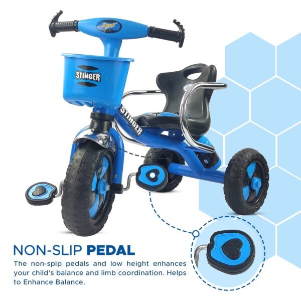 Dash Stinger Tricycle for Kids 3-5 Years, Baby Cycle With Storage Basket and Sipper (Capacity 25kg | Blue) - Image 6