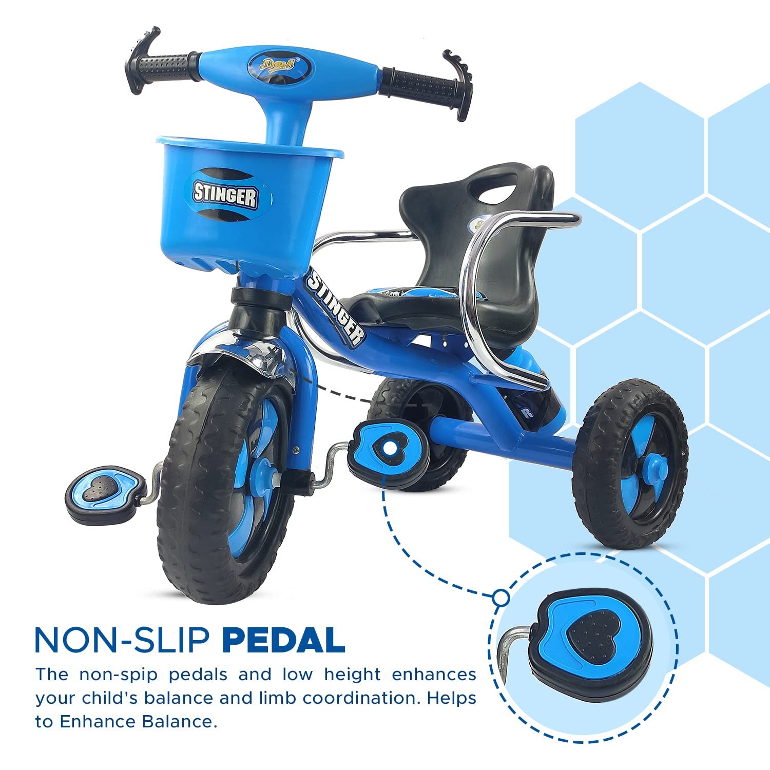 Dash Stinger Tricycle for Kids 3-5 Years, Baby Cycle With Storage Basket and Sipper (Capacity 25kg | Blue) - Image 6