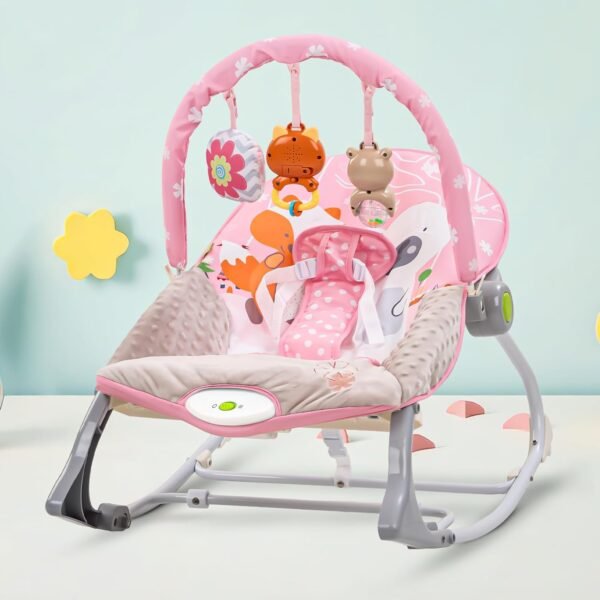 Baybee Bella 2 in 1 Baby Rocker and Bouncer for Babies | Portable Rocking Chair for Newborn with Adjustable Seat, Calming Vibrations, Hanging Toys & Music | Toddler Swing for Baby 0 to 2 Years (Pink)