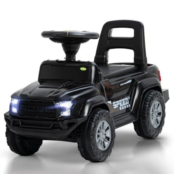 Baybee Ride on Baby Car for Kids | Push Ride on Jeep with Music & LED Light | Portable Ride on Toys Car with Backrest & Storage Basket | Kids Car to Drive 1-3 Years Boys Girls (Black)