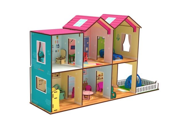 Toyshine Big Size Wooden DIY Doll House for Kids with Furniture, Dolls, Side Garden and Much More! Play House Learning Toy for Girls Boys 3 4 5 6 7 Year Old Birthday Gift Dollhouse