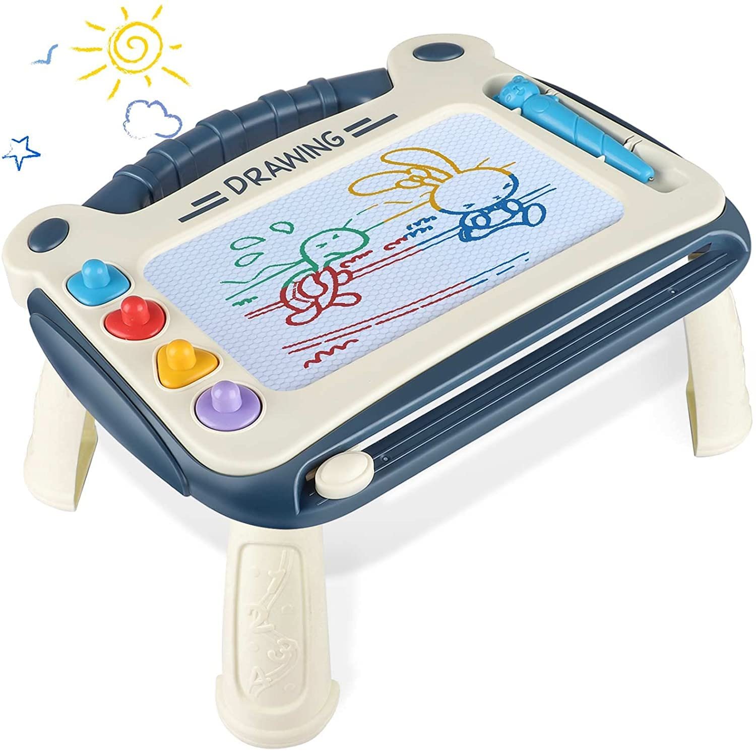 Mumoo Bear Toddler Toys Age 1-2 Year Old Kids, Magnetic Drawing Pad Doodle Board Educational Learning Toys for 1 2 3 Year Old Kids Birthday(Blue)