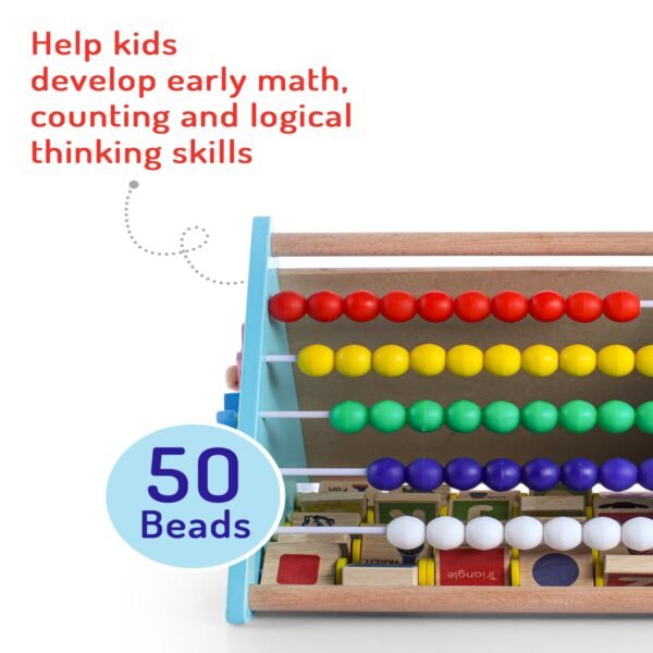 Wooden 5 in 1 Educational Activity Triangle Toy for Kids|Abacus, Alphabets, Writing, Motor Skills| Montessori Learning & Education Toys for Toddlers| STEM Toys for 2+ Y Kids|Best Birthday Gift - Image 4