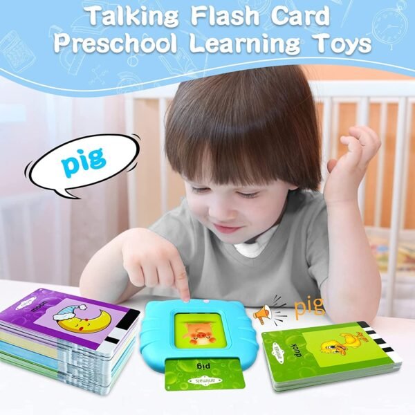 FunBlast Talking Flash Cards for Kids, Learning Toys for Kids, English Flash Cards, Montessori Educational Toys for 2-4 Year Old Kids, Boys, Girls -112 Double Sided Card (Blue) - Image 3