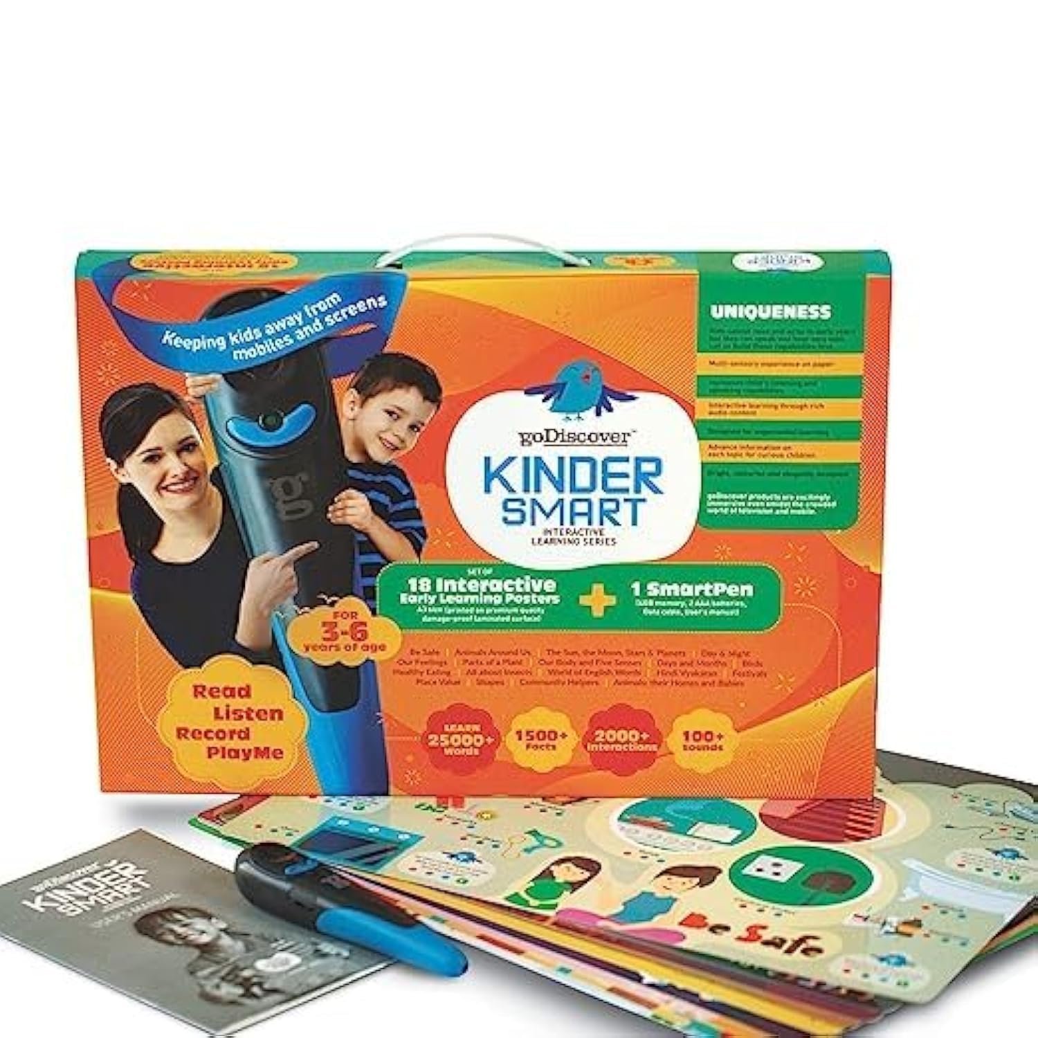 Kinder Smart Interactive Learning Series with Talking Pen(Set of 18) Activity & Learning Toys for Children, Fun Educational Toy for Kids, Paper Based Multi-Sensorial Posters (3-6 Year Old)