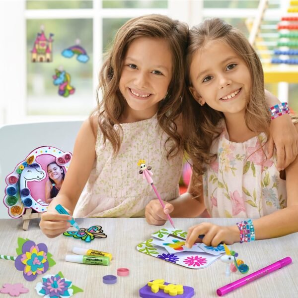 Imagimake Fabulous Craft Kit – 5-in-1 Arts & Crafts Set for Kids – Glass Painting, Paper Quilling, Stamp Art & More – Fun DIY Gift for Girls Ages 5-9 - Image 5