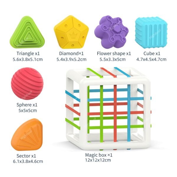 Shape Sorter Baby Toys for Kids, Montessori Sensory Learning Activity Cube Shapes Blocks Toys for 1-3 Year Old Boy and Girl, Birthday Gifts for Toddler (6 Pcs Blocks) - Image 6
