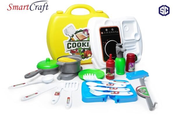 Smartcraft Ultimate Kid Chef Bring Along Kitchen Cooking Suitcase (27 Pieces) Luxury Kitchen Set Cooking Toy with Briefcase Kitchen Food Play Set for Girls & Boys (New)-Made in India - Image 5